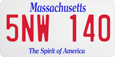 MA license plate 5NW140