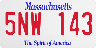 MA license plate 5NW143