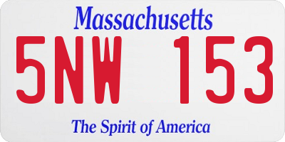 MA license plate 5NW153