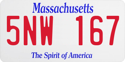 MA license plate 5NW167