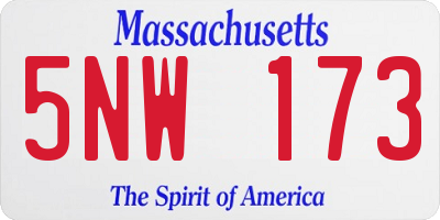 MA license plate 5NW173