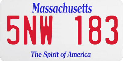 MA license plate 5NW183