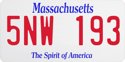 MA license plate 5NW193