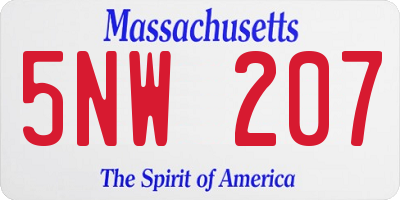 MA license plate 5NW207