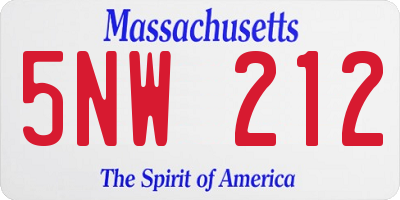 MA license plate 5NW212