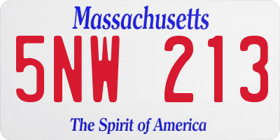 MA license plate 5NW213