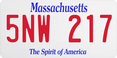 MA license plate 5NW217