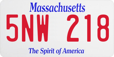 MA license plate 5NW218