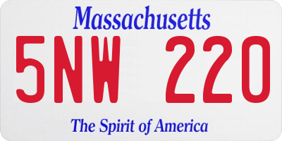 MA license plate 5NW220