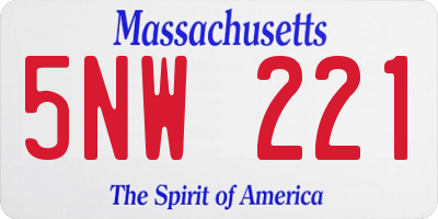 MA license plate 5NW221