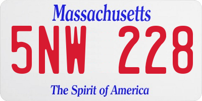 MA license plate 5NW228