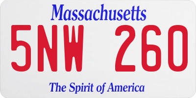 MA license plate 5NW260