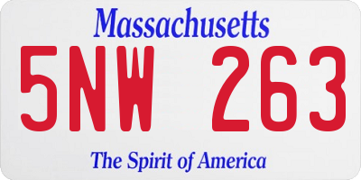 MA license plate 5NW263