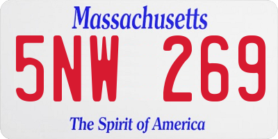 MA license plate 5NW269