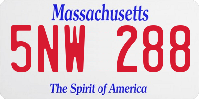 MA license plate 5NW288