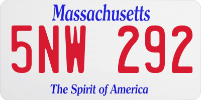 MA license plate 5NW292