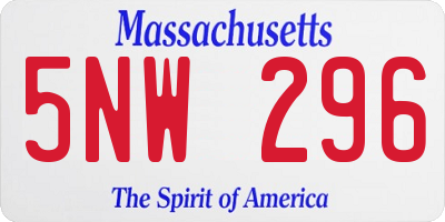 MA license plate 5NW296