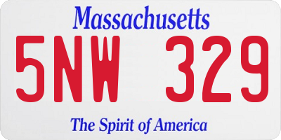 MA license plate 5NW329