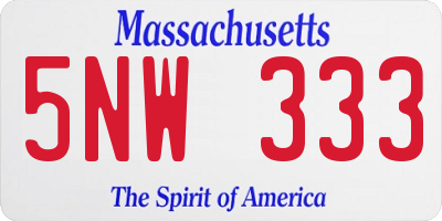 MA license plate 5NW333