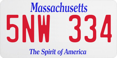 MA license plate 5NW334