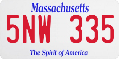 MA license plate 5NW335