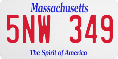 MA license plate 5NW349