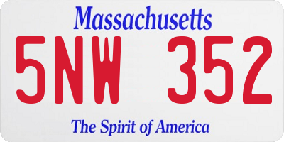 MA license plate 5NW352