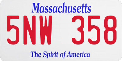 MA license plate 5NW358
