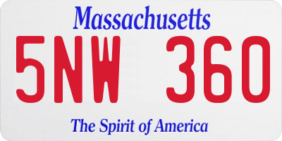 MA license plate 5NW360