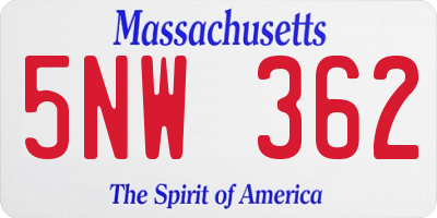 MA license plate 5NW362