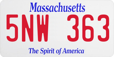 MA license plate 5NW363
