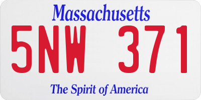 MA license plate 5NW371