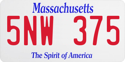 MA license plate 5NW375