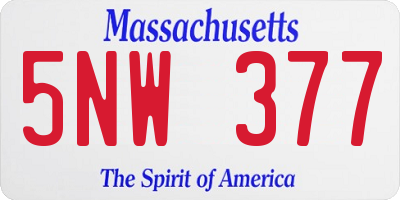 MA license plate 5NW377