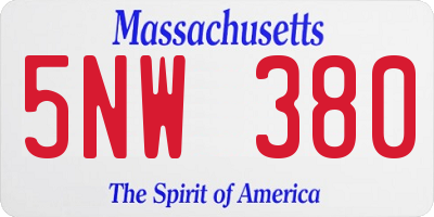 MA license plate 5NW380