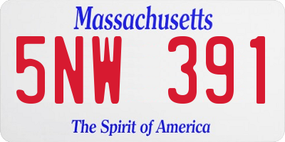MA license plate 5NW391