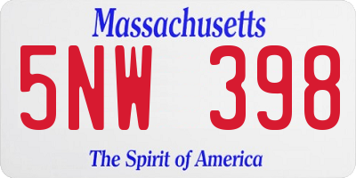 MA license plate 5NW398