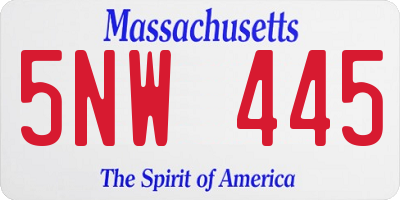 MA license plate 5NW445