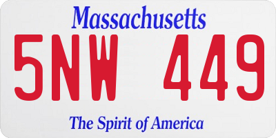 MA license plate 5NW449