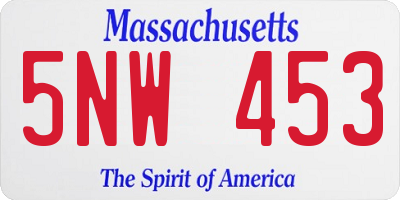 MA license plate 5NW453