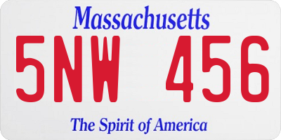 MA license plate 5NW456