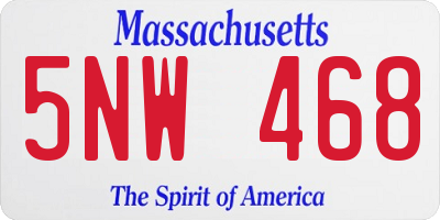 MA license plate 5NW468