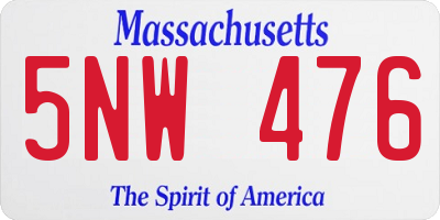 MA license plate 5NW476