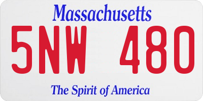 MA license plate 5NW480