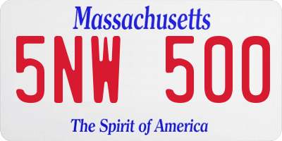 MA license plate 5NW500