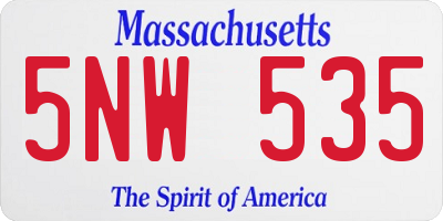 MA license plate 5NW535