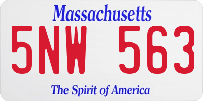 MA license plate 5NW563