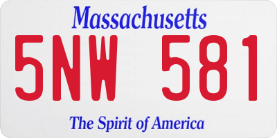 MA license plate 5NW581
