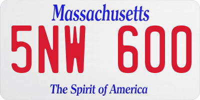 MA license plate 5NW600