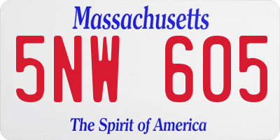 MA license plate 5NW605